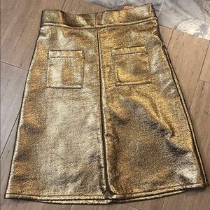 Never A Wallflower Metallic Gold A-Line Skirt Size L